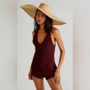 FP BEACH Clear Skies Fauxchet Sweater Romper - Rum Raisin